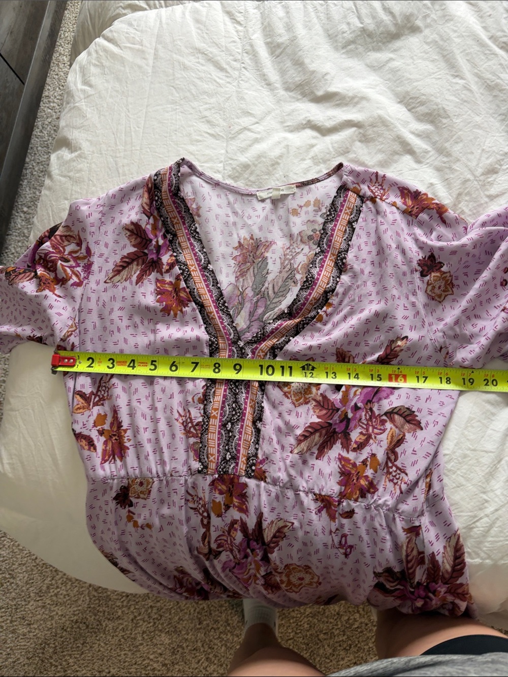 Purple Floral V Neck Midi Dress - Picture 5 of 5